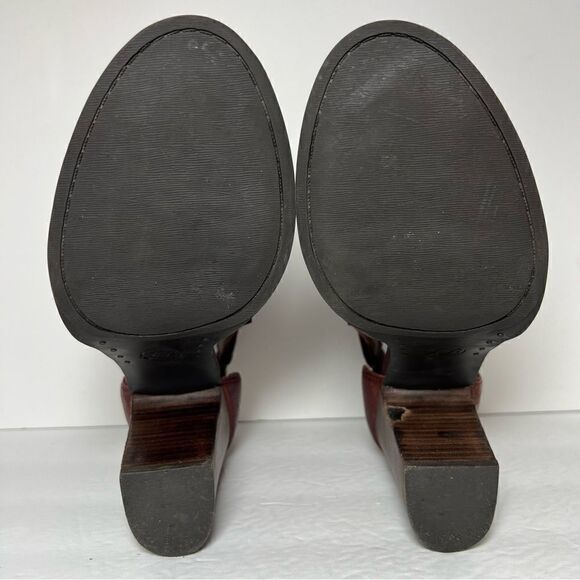 Lucky Brand Laciann Leather Open Toe Burgandy Booties Womens 9.5 - Picture 7 of 11